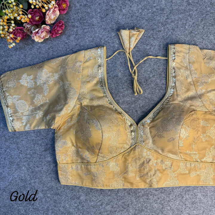 HEAVY PURE DOLA SILK  BLOUSE WITH BEAUTIFUL LACE PATTERN