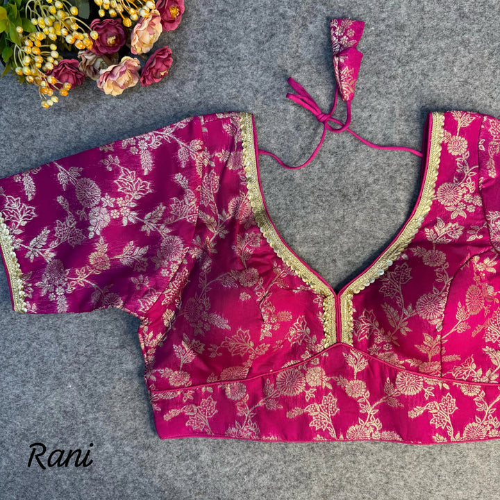 HEAVY PURE DOLA SILK  BLOUSE WITH BEAUTIFUL LACE PATTERN