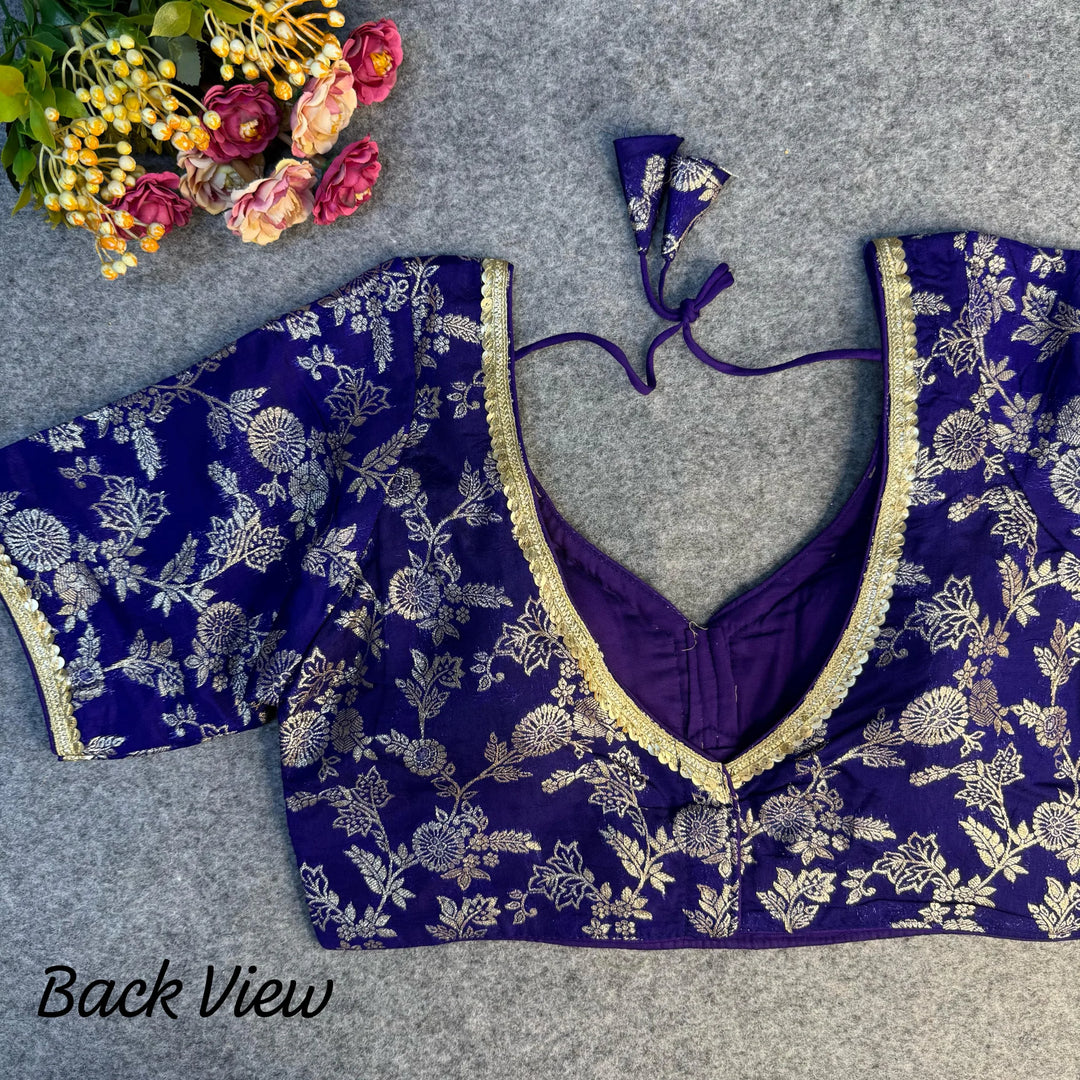 HEAVY PURE DOLA SILK  BLOUSE WITH BEAUTIFUL LACE PATTERN