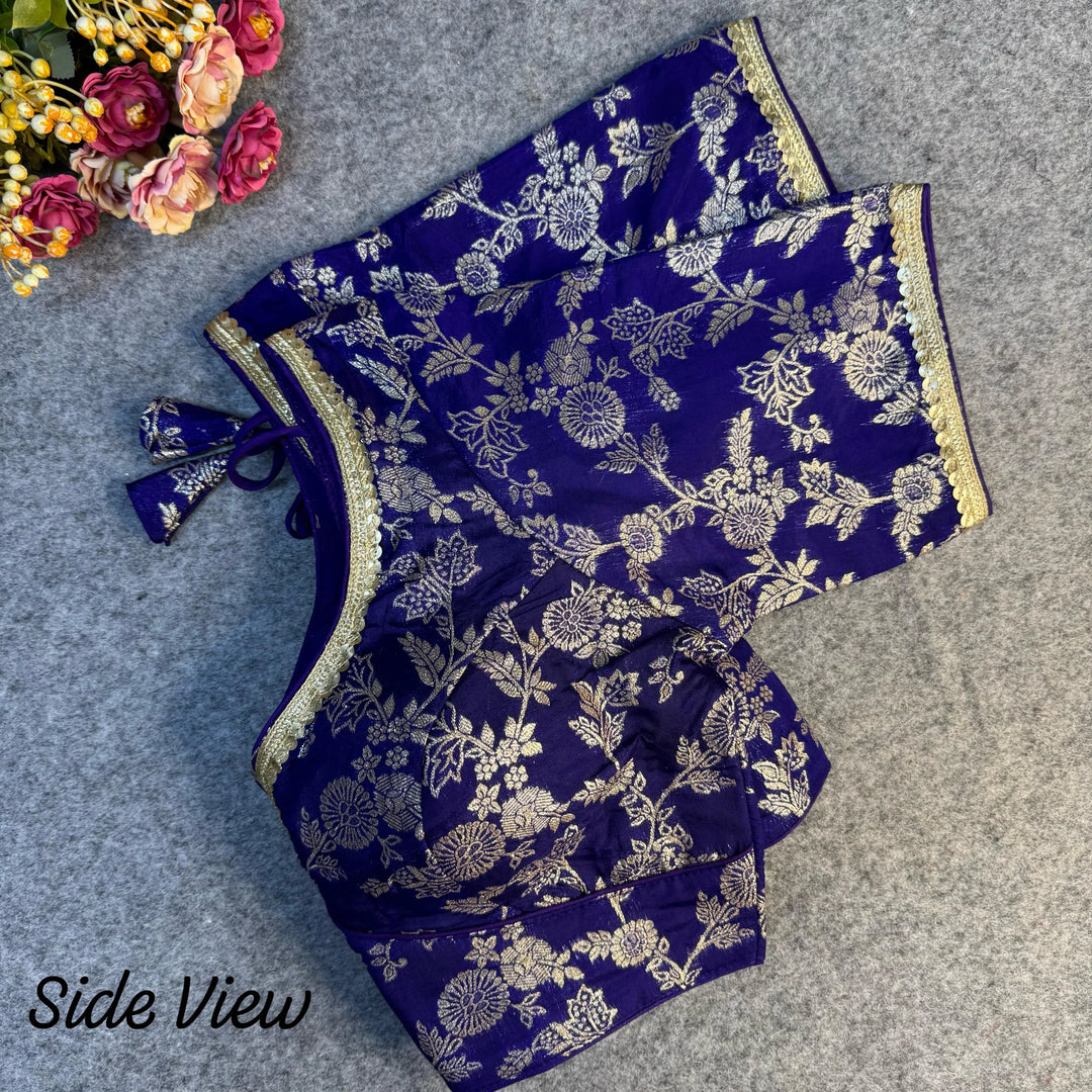 HEAVY PURE DOLA SILK  BLOUSE WITH BEAUTIFUL LACE PATTERN