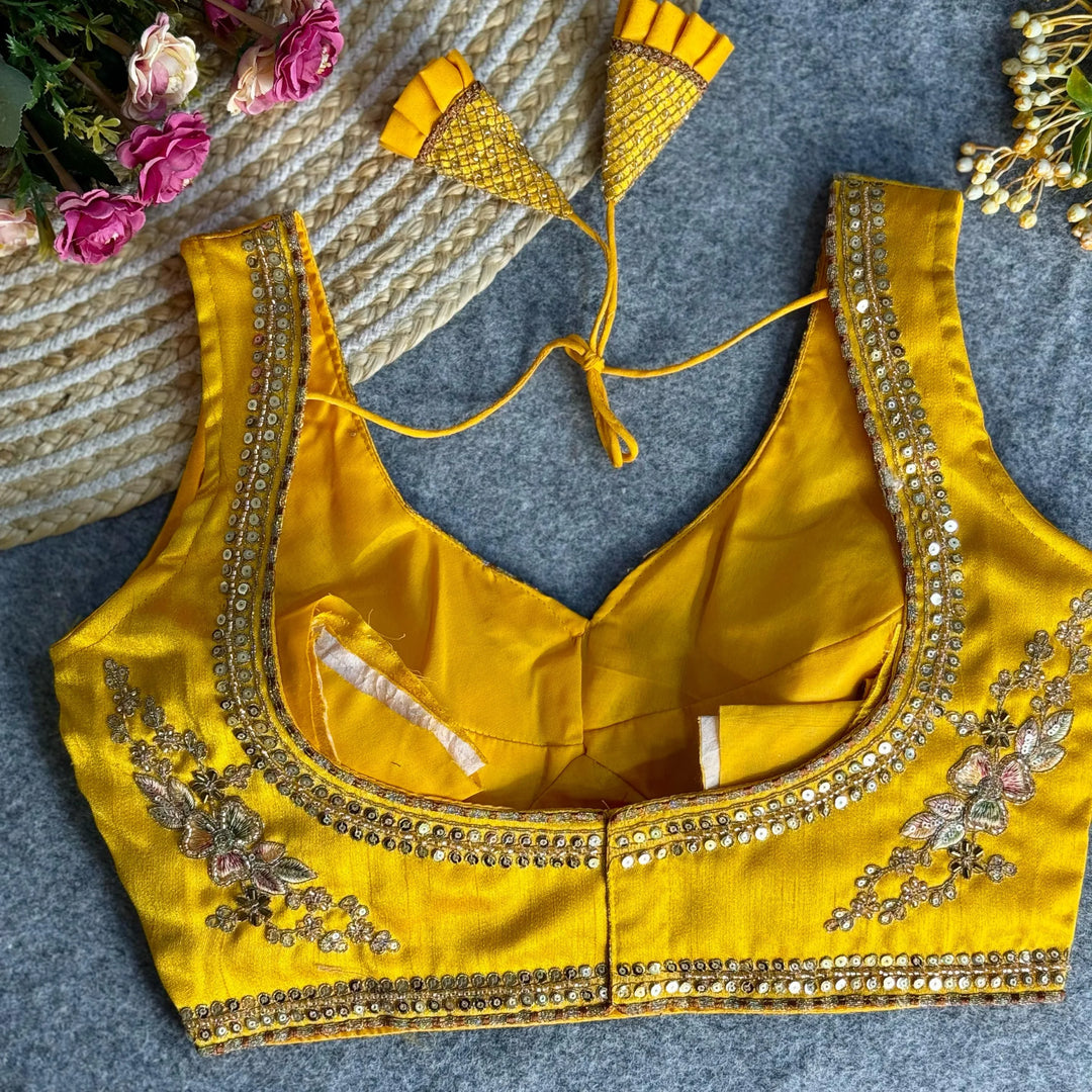 BEAUTIFUL HEAVY STARS & BEADS WORK  SABYASACHI NECK BRIDAL BLOUSE