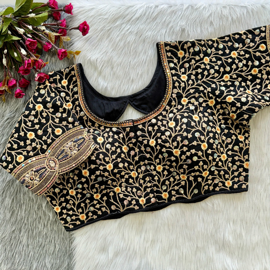 Beautiful Heavy Codding Embroidery + 2mm Sequence Work Blouse
