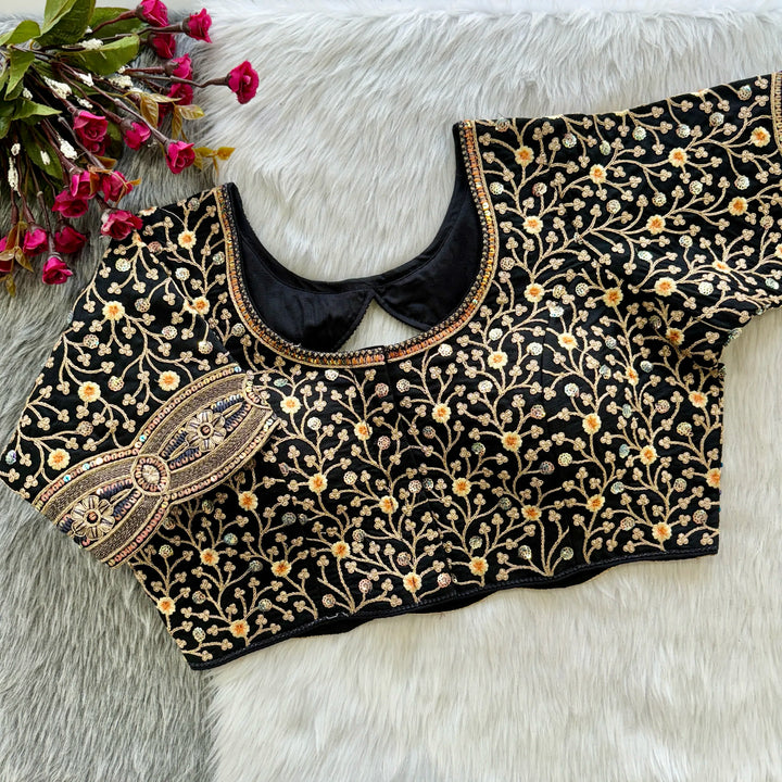 Beautiful Heavy Codding Embroidery + 2mm Sequence Work Blouse