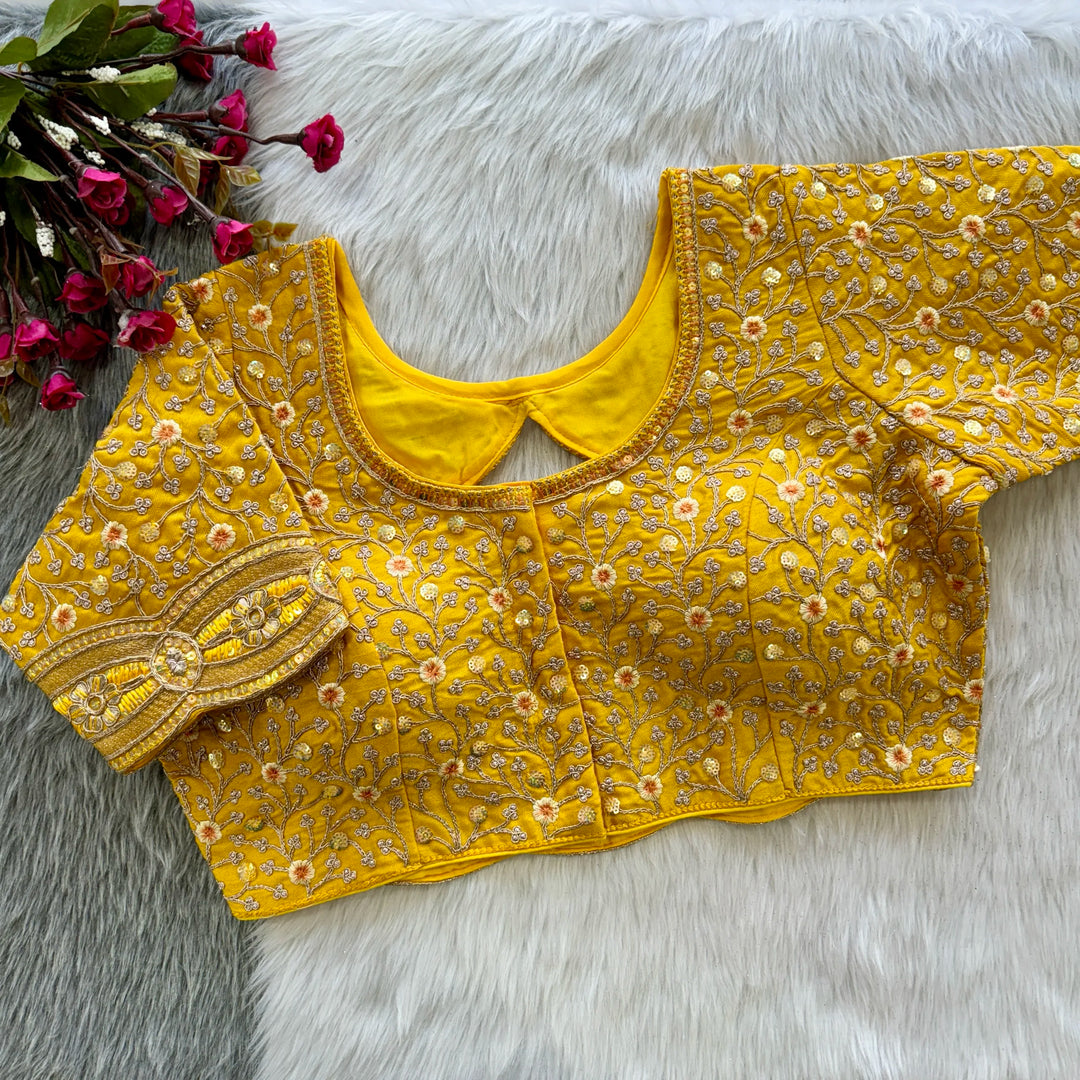 Beautiful Heavy Codding Embroidery + 2mm Sequence Work Blouse