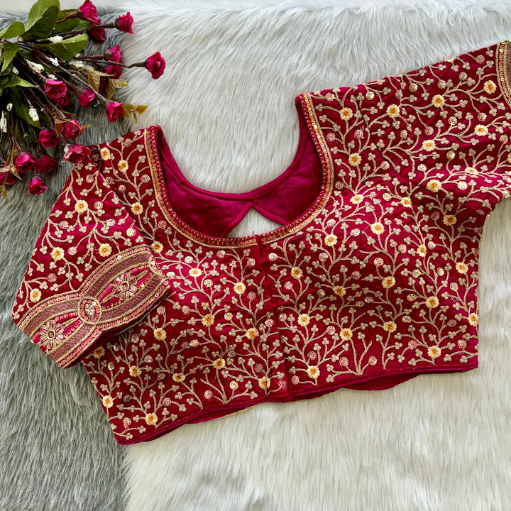 Beautiful Heavy Codding Embroidery + 2mm Sequence Work Blouse