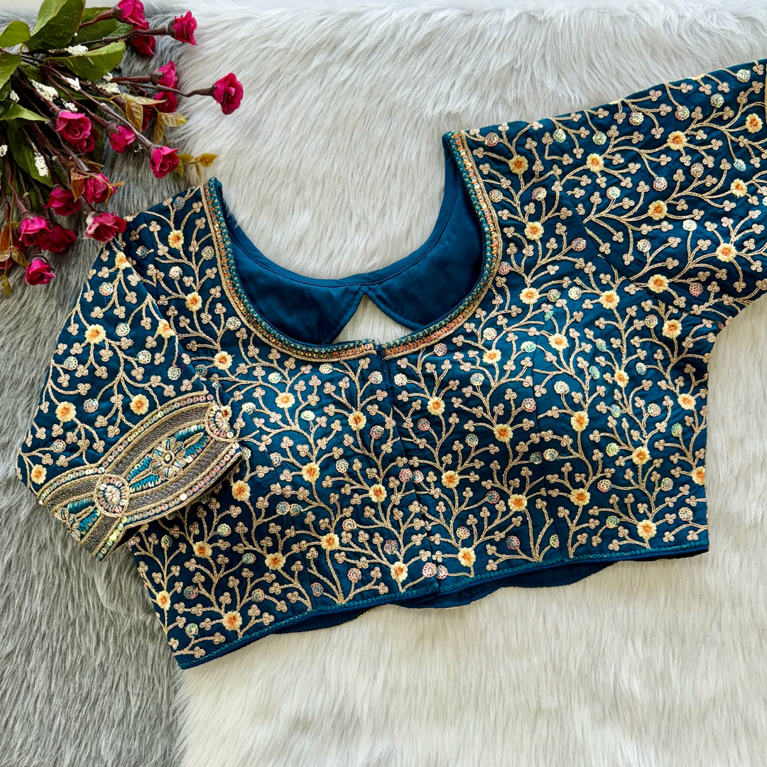Beautiful Heavy Codding Embroidery + 2mm Sequence Work Blouse