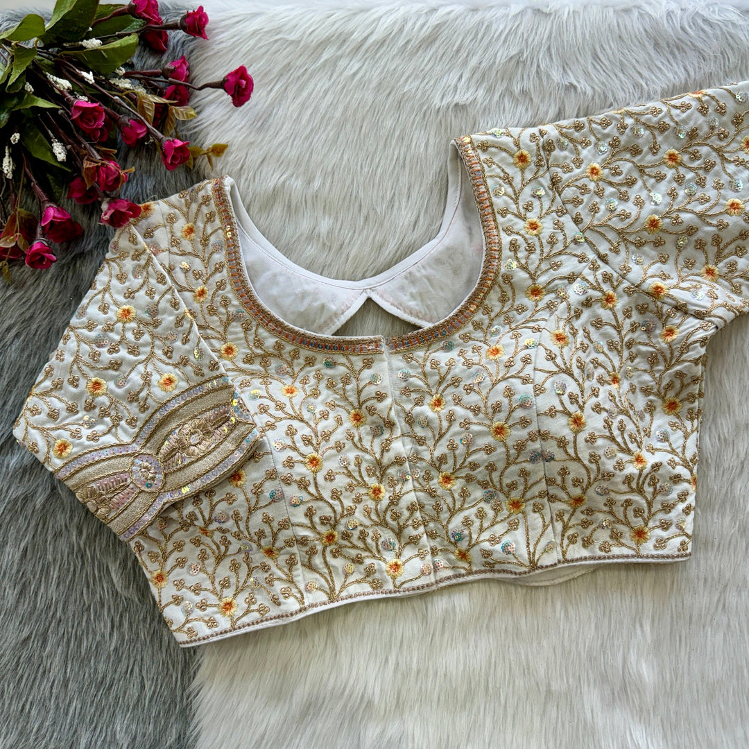 Beautiful Heavy Codding Embroidery + 2mm Sequence Work Blouse
