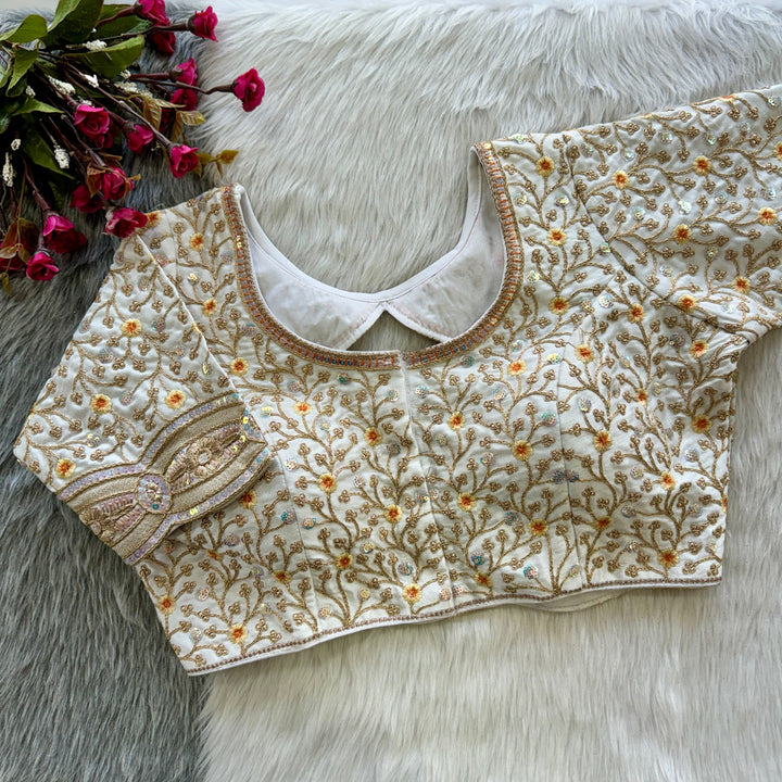 Beautiful Heavy Codding Embroidery + 2mm Sequence Work Blouse