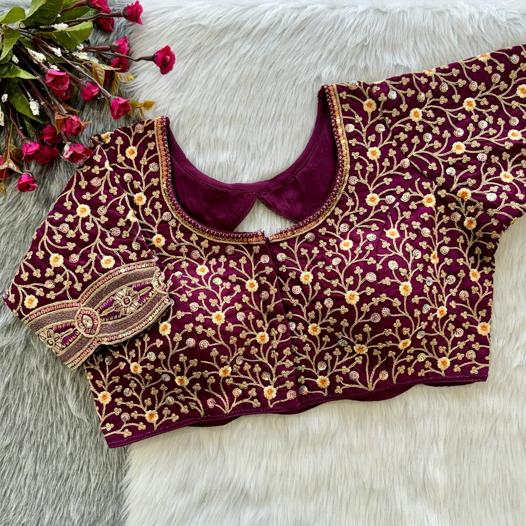 Beautiful Heavy Codding Embroidery + 2mm Sequence Work Blouse