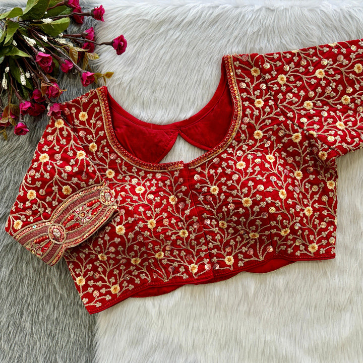 Beautiful Heavy Codding Embroidery + 2mm Sequence Work Blouse