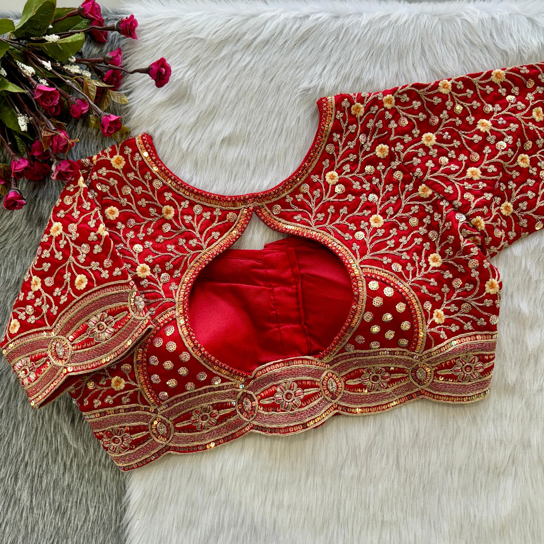 Beautiful Heavy Codding Embroidery + 2mm Sequence Work Blouse