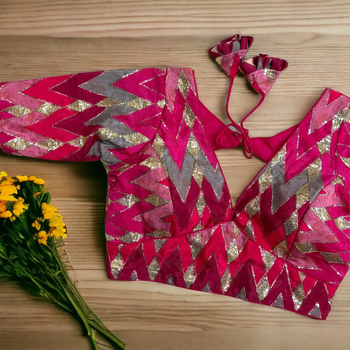 NEW SHIBORI PRINT WITH EMBROIDERY WORK BLOUSE