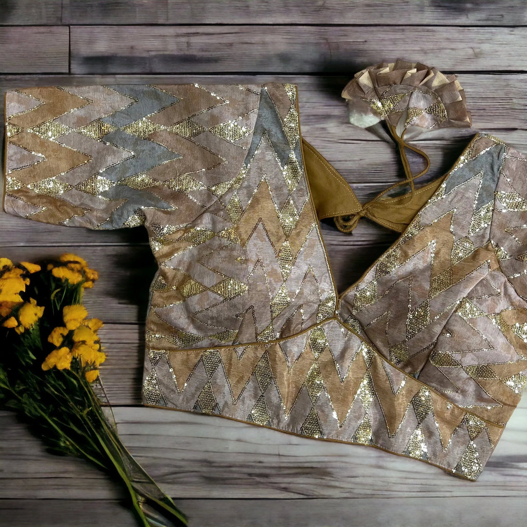 NEW SHIBORI PRINT WITH EMBROIDERY WORK BLOUSE