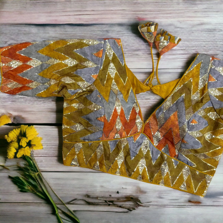NEW SHIBORI PRINT WITH EMBROIDERY WORK BLOUSE