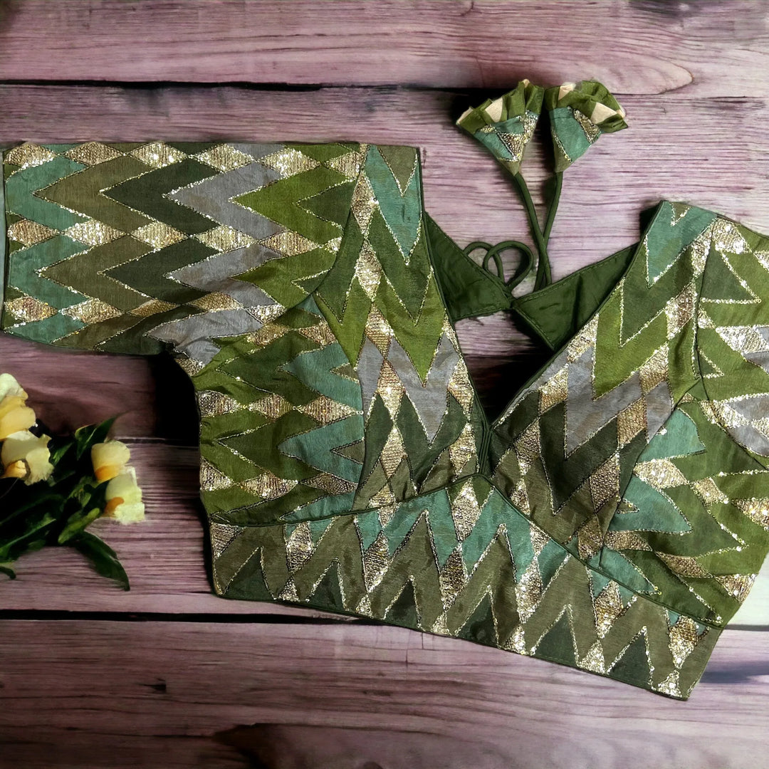 NEW SHIBORI PRINT WITH EMBROIDERY WORK BLOUSE