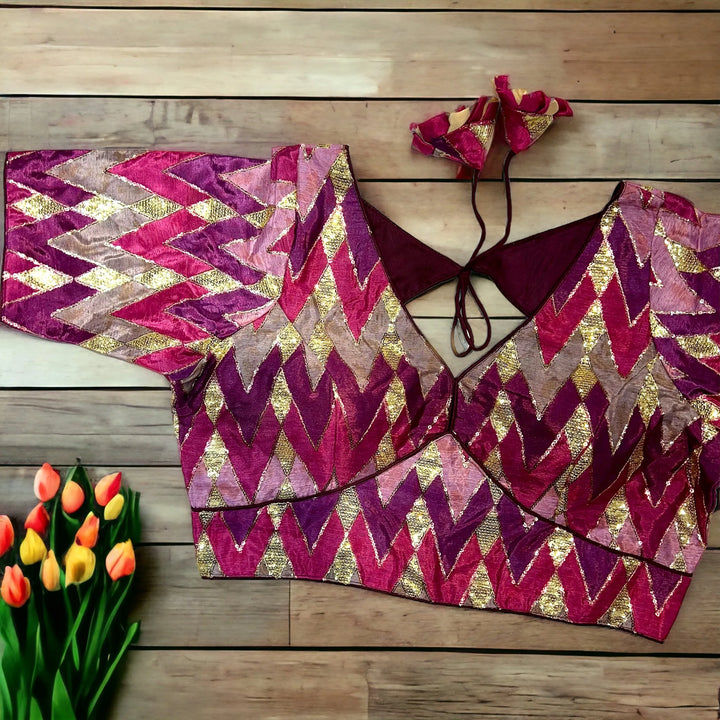 NEW SHIBORI PRINT WITH EMBROIDERY WORK BLOUSE